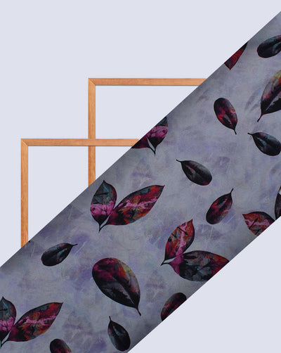 Multicolor Leaf Design Polyester Digital Printed Satin Fabric