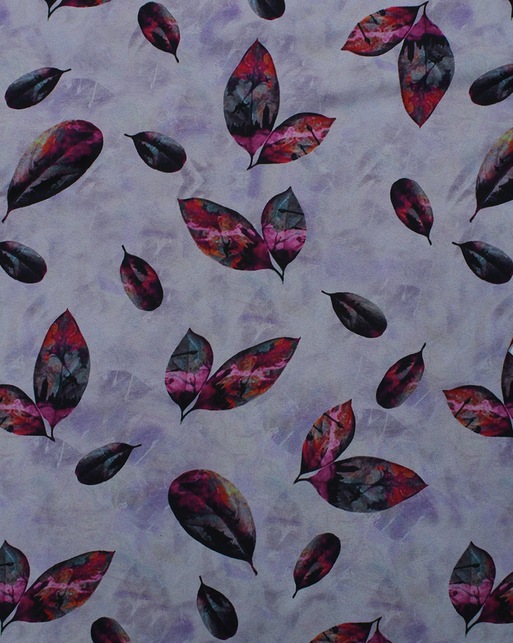 Multicolor Leaf Design Polyester Digital Printed Satin Fabric