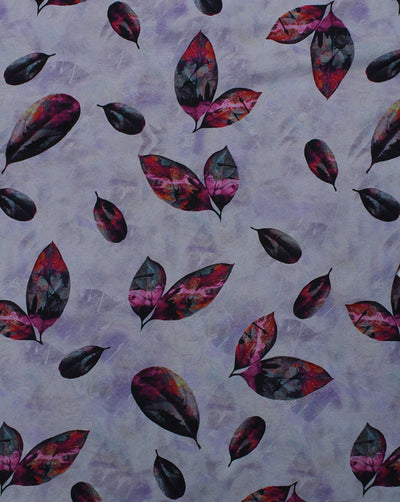 Multicolor Leaf Design Polyester Digital Printed Satin Fabric