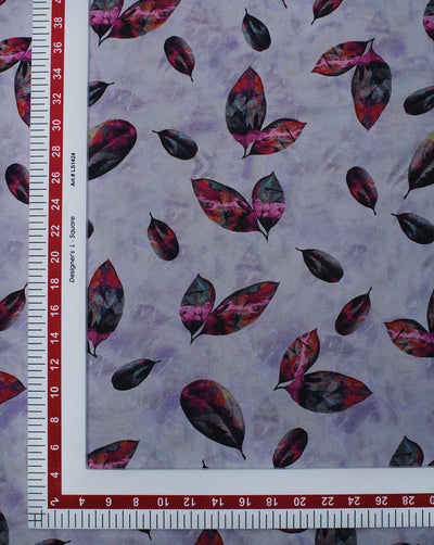 Multicolor Leaf Design Polyester Digital Printed Satin Fabric