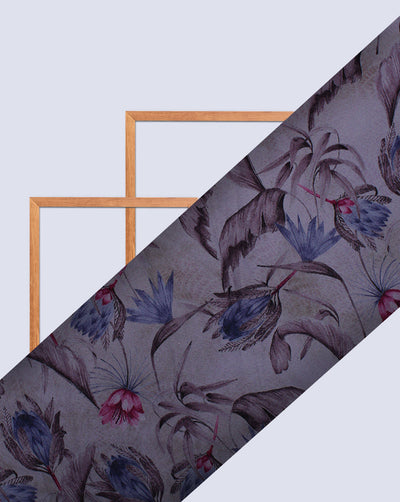 Multicolor Leaf Design Polyester Digital Printed Satin Fabric