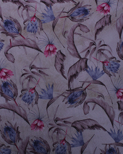 Multicolor Leaf Design Polyester Digital Printed Satin Fabric