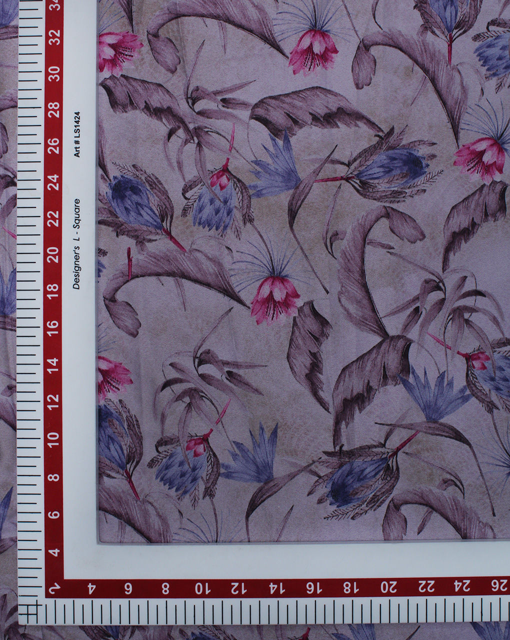 Multicolor Leaf Design Polyester Digital Printed Satin Fabric