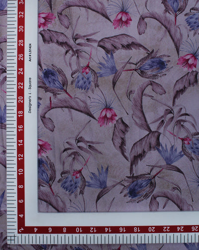 Multicolor Leaf Design Polyester Digital Printed Satin Fabric