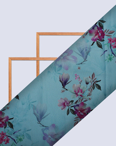 Multicolor Floral Design Polyester Digital Printed Satin Fabric