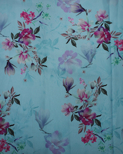 Multicolor Floral Design Polyester Digital Printed Satin Fabric