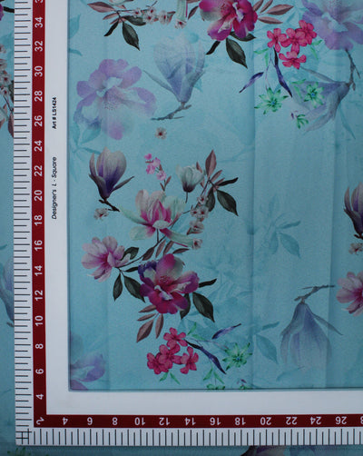 Multicolor Floral Design Polyester Digital Printed Satin Fabric