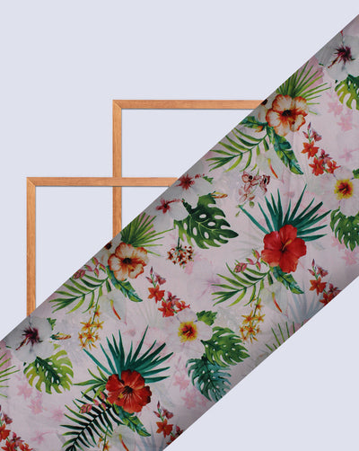 Multicolor Floral Design Polyester Digital Printed Satin Fabric