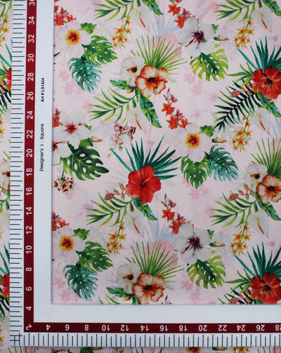 Multicolor Floral Design Polyester Digital Printed Satin Fabric