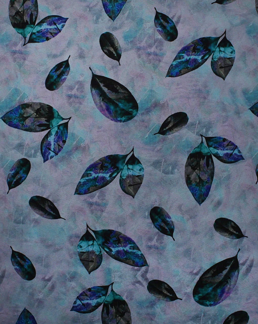 Multicolor Leaf Design Polyester Digital Printed Satin Fabric
