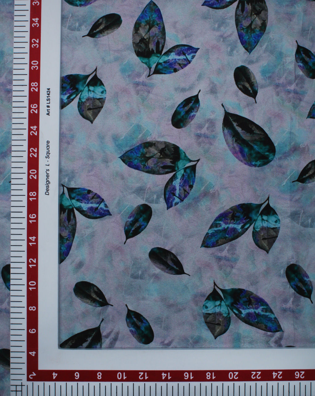 Multicolor Leaf Design Polyester Digital Printed Satin Fabric