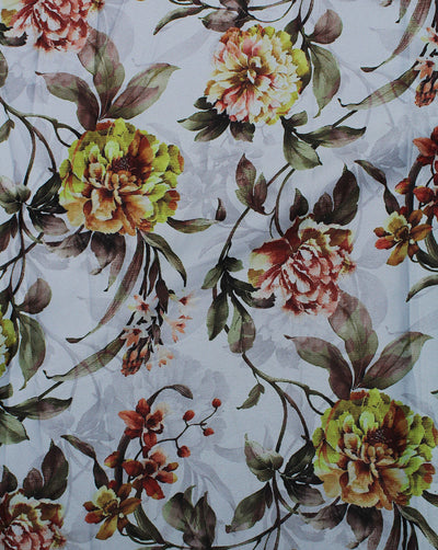 Multicolor Floral Design Polyester Digital Printed Satin Fabric