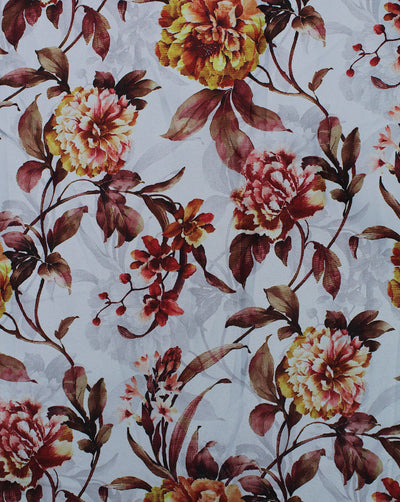 Multicolor Floral Design Polyester Digital Printed Satin Fabric