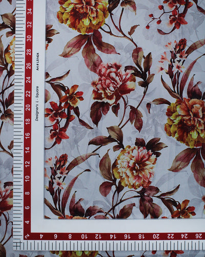 Multicolor Floral Design Polyester Digital Printed Satin Fabric