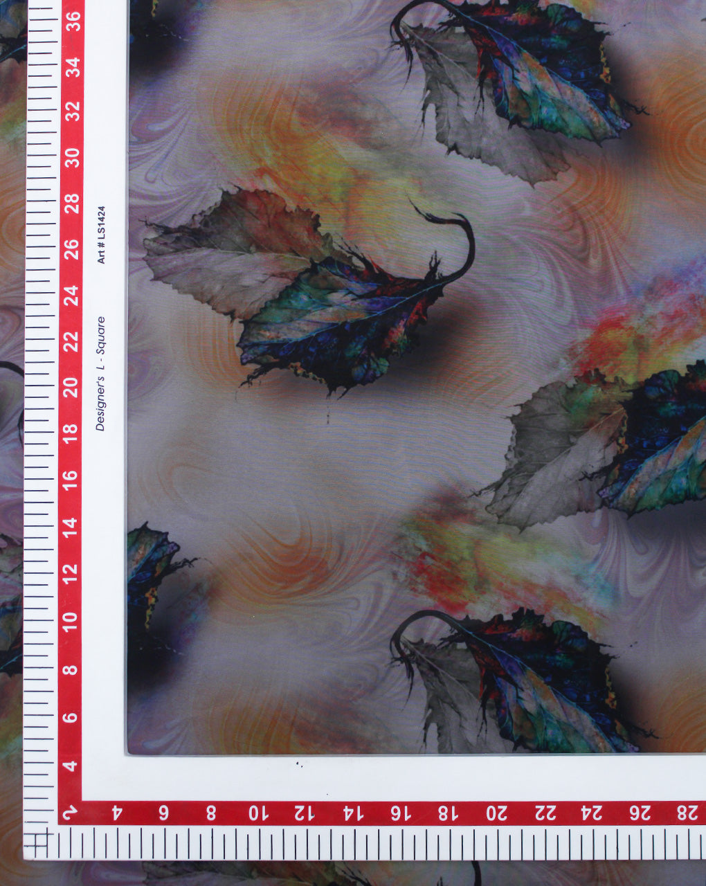 Multicolor Leaf Design Glass Nylon Printed Fabric