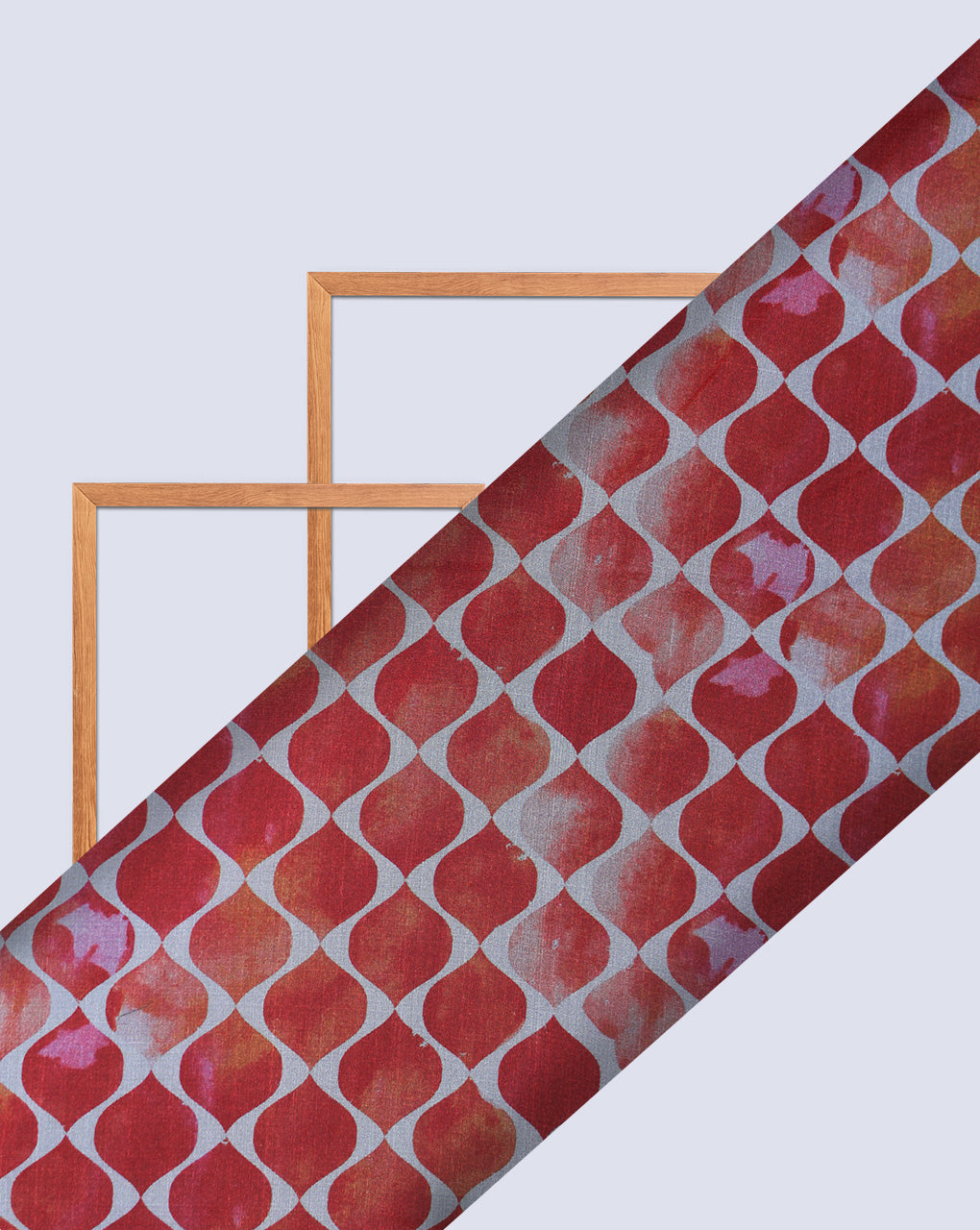 Orange Abstract Design Polyester Organza Printed Fabric
