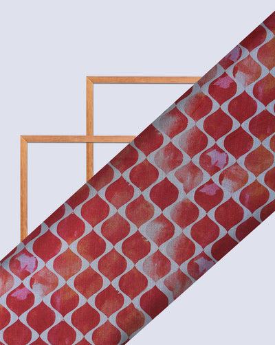 Orange Abstract Design Polyester Organza Printed Fabric