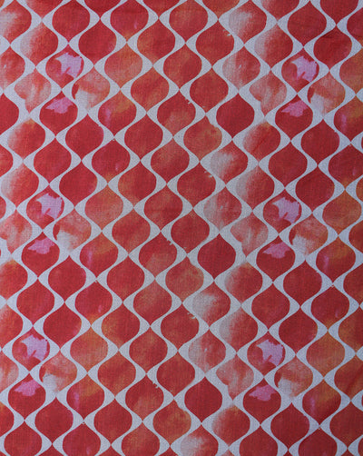Orange Abstract Design Polyester Organza Printed Fabric