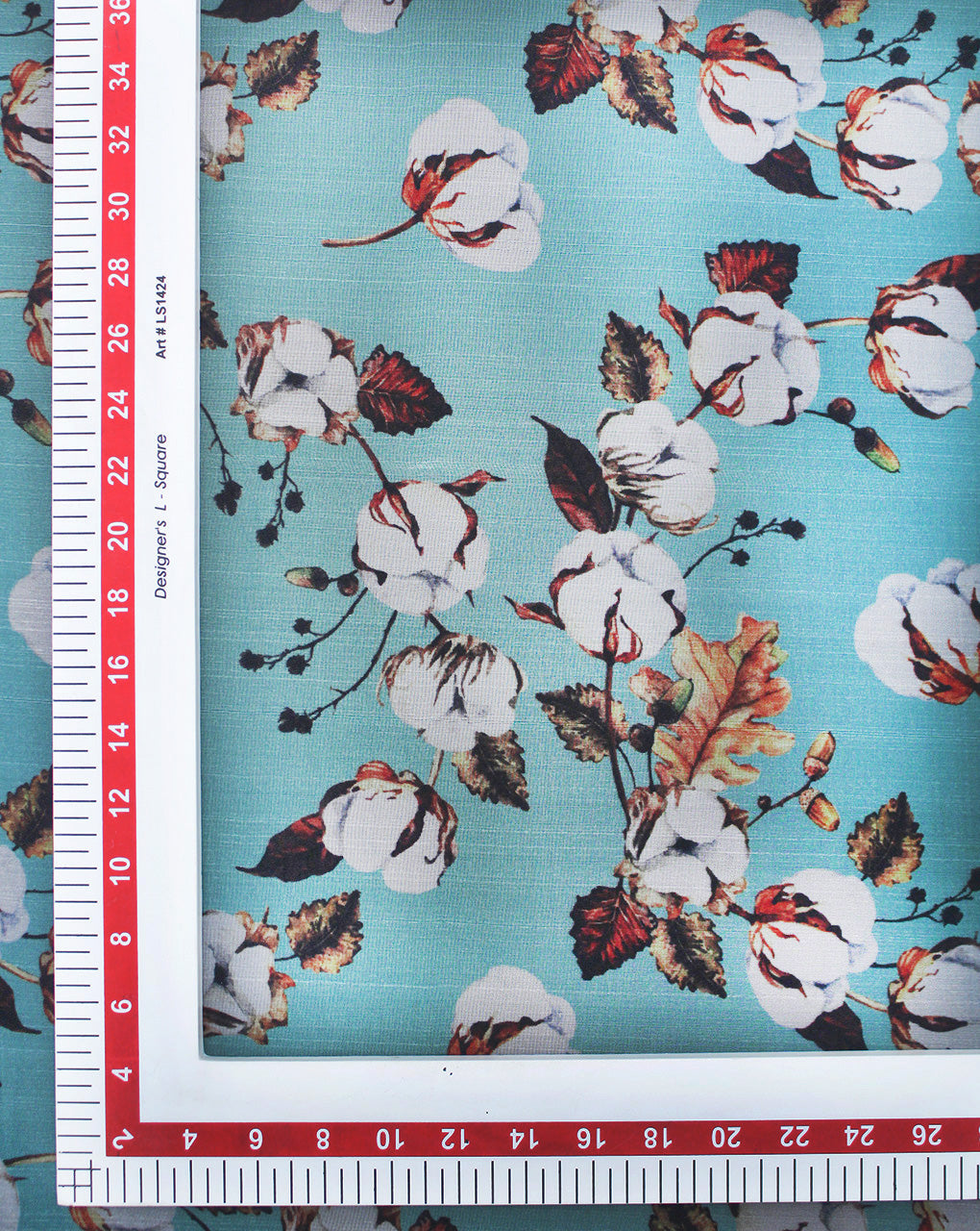 Sea Green Floral Design Polyester Organza Printed Fabric