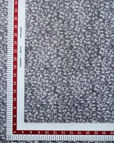 Grey & White Abstract Design Rayon Crepe Printed Fabric