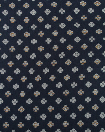Navy Blue Floral Design Rayon Crepe Printed Fabric