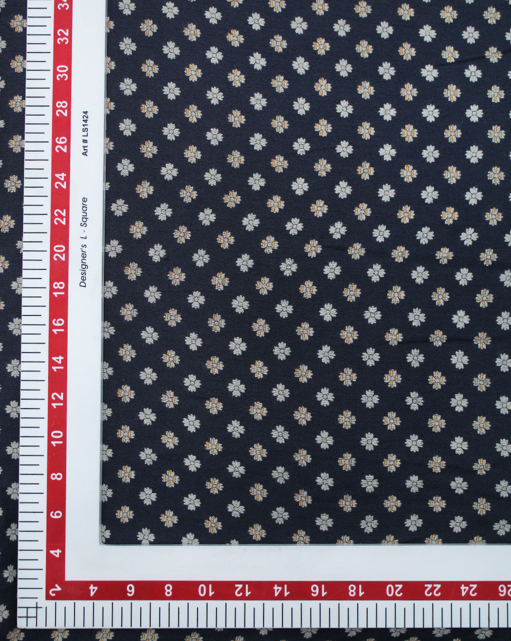 Navy Blue Floral Design Rayon Crepe Printed Fabric