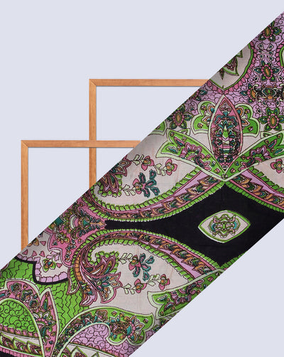 Multicolor Abstract Design Cotton Crepe Printed Fabric