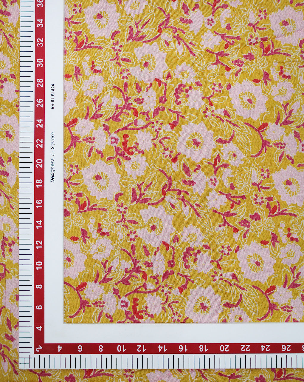 Yellow Floral Design Rayon Crepe Printed Fabric