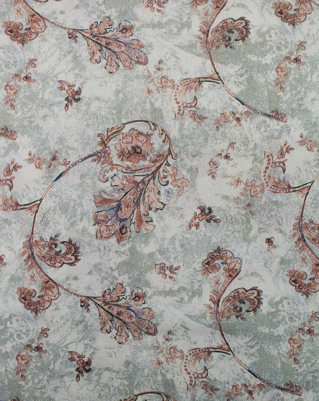 Beige Leafs Design Rayon Crepe Printed Fabric