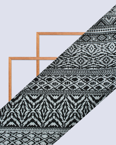 Black & White Stripes Design Cotton Crepe Printed Fabric