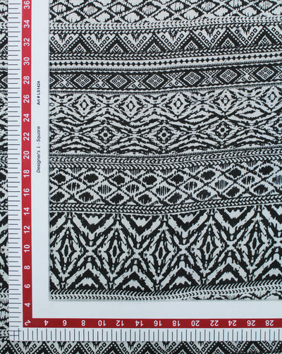 Black & White Stripes Design Cotton Crepe Printed Fabric