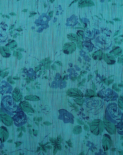 Light Green Floral Design Cotton Crepe Printed Fabric