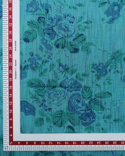 Light Green Floral Design Cotton Crepe Printed Fabric