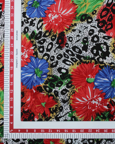 Multicolor Floral Design Rayon Crepe Printed Fabric