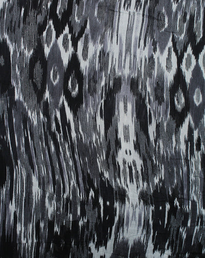 BLACK & WHITE IKAT DESIGN COTTON CREPE PRINTED FABRIC