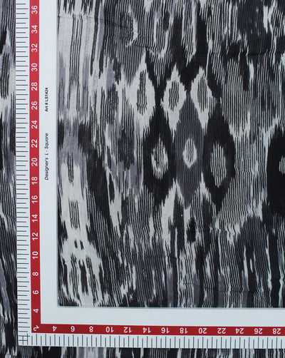 BLACK & WHITE IKAT DESIGN COTTON CREPE PRINTED FABRIC
