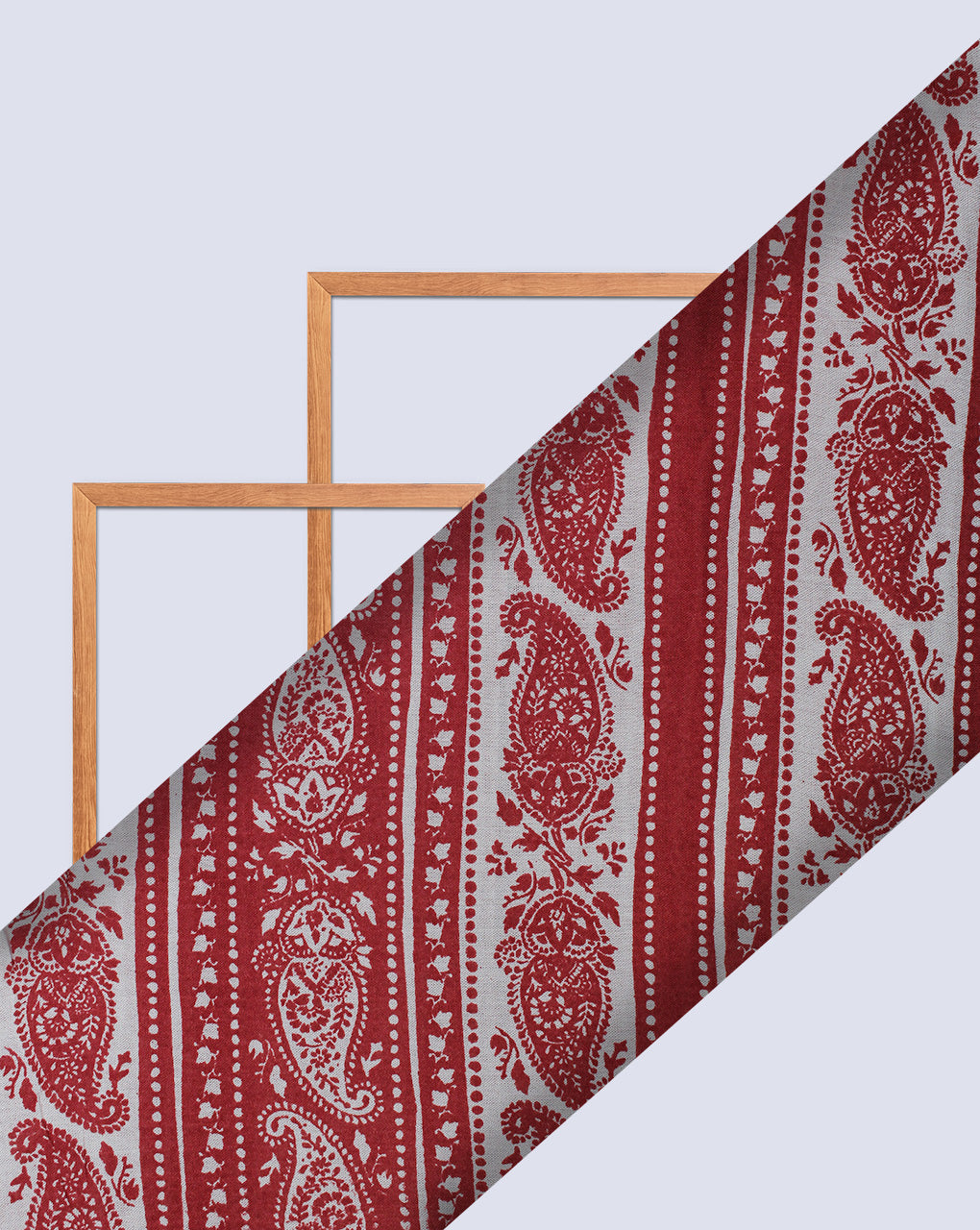 RED & WHITE PAISLEY DESIGN RAYON CREPE PRINTED FABRIC