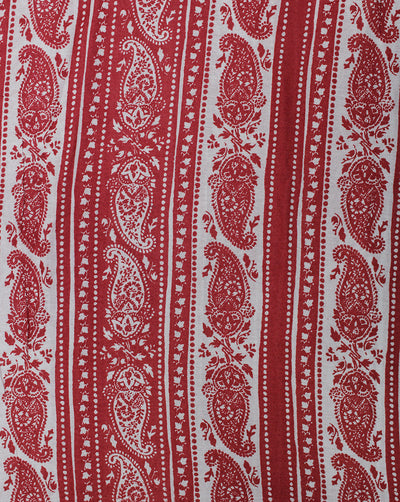 RED & WHITE PAISLEY DESIGN RAYON CREPE PRINTED FABRIC