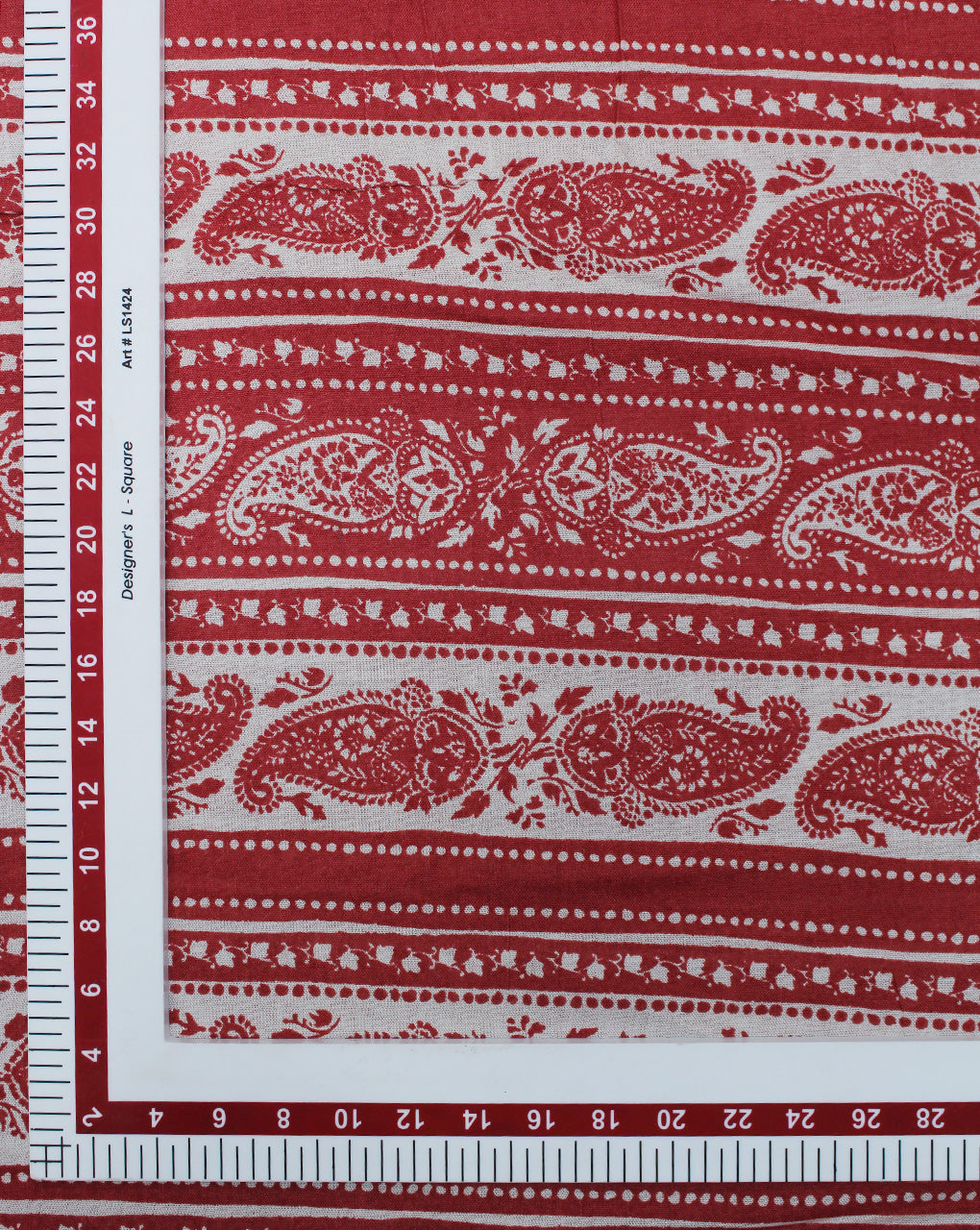 RED & WHITE PAISLEY DESIGN RAYON CREPE PRINTED FABRIC