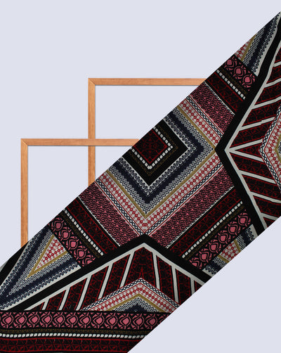 MULTICOLOR ABSTRACT DESIGN RAYON CREPE PRINTED FABRIC