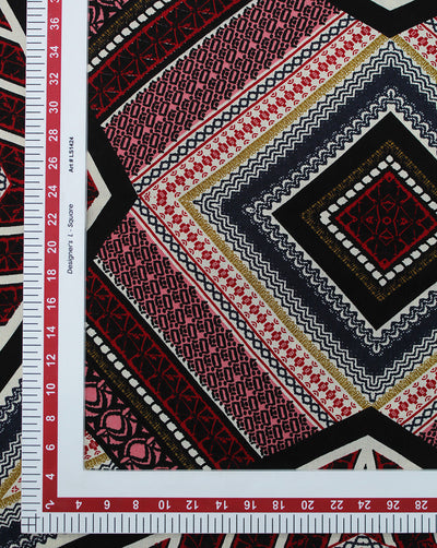 MULTICOLOR ABSTRACT DESIGN RAYON CREPE PRINTED FABRIC
