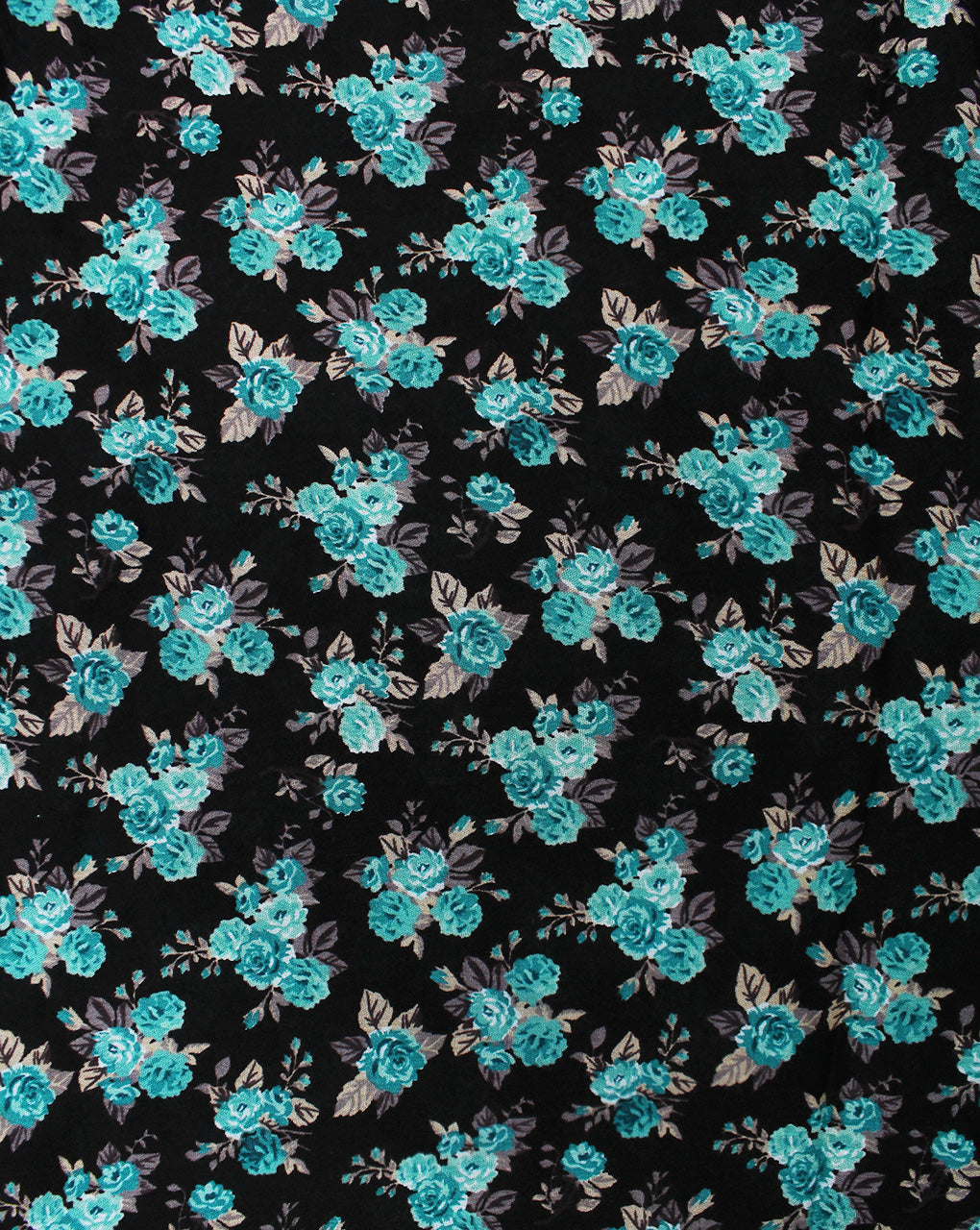 BLACK & GREEN FLORAL DESIGN COTTON CREPE PRINTED FABRIC