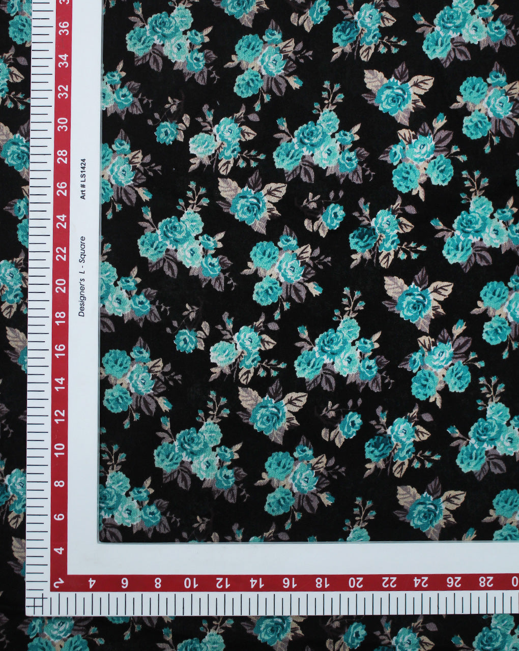 BLACK & GREEN FLORAL DESIGN COTTON CREPE PRINTED FABRIC