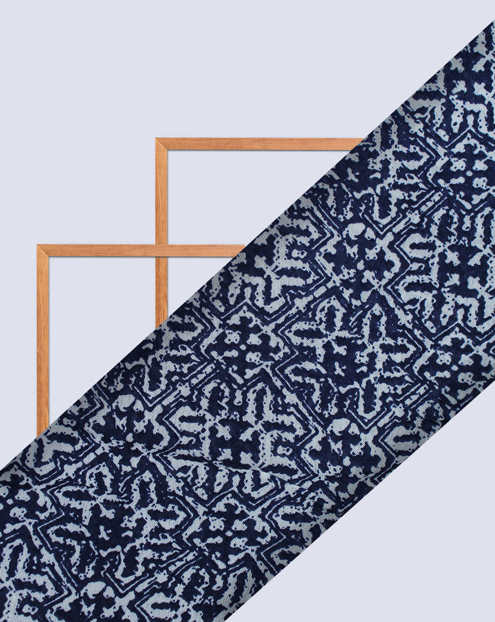 WHITE & BLUE ABSTRACT DESIGN RAYON CREPE PRINTED FABRIC