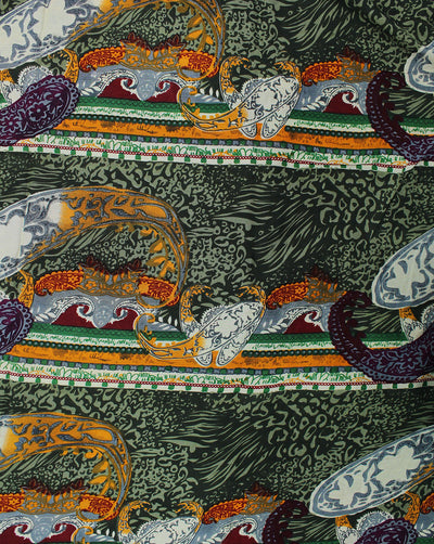 MULTICOLOR ABSTRACT DESIGN COTTON CREPE PRINTED FABRIC