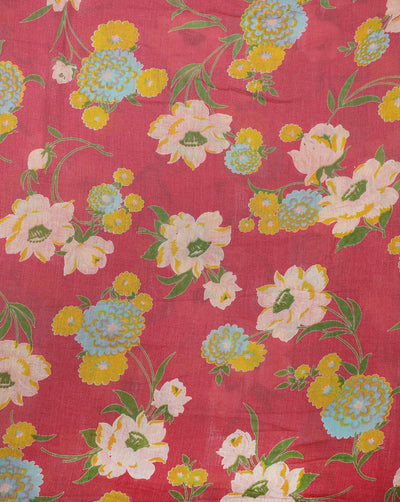 MULTICOLOR FLORAL DESIGN COTTON CREPE PRINTED FABRIC