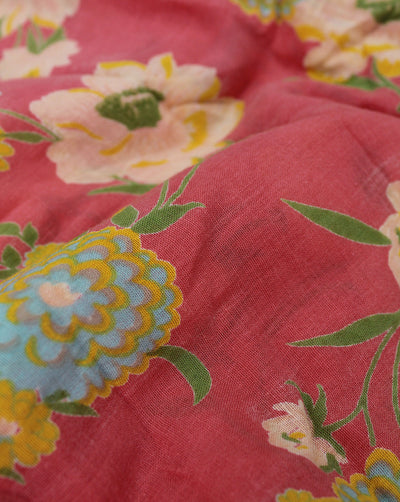MULTICOLOR FLORAL DESIGN COTTON CREPE PRINTED FABRIC