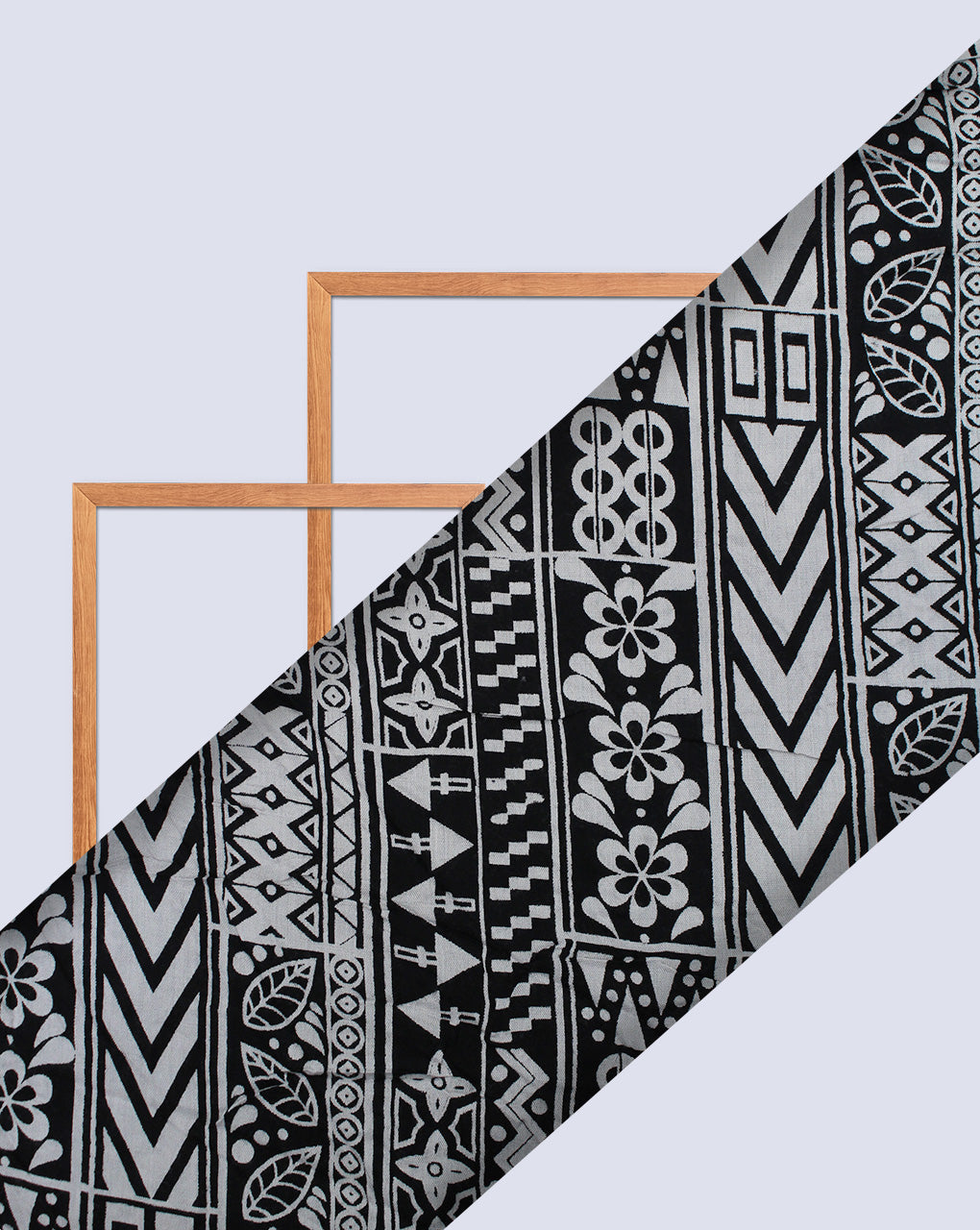 BLACK & WHITE ABSTRACT DESIGN RAYON CREPE PRINTED FABRIC