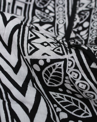 BLACK & WHITE ABSTRACT DESIGN RAYON CREPE PRINTED FABRIC