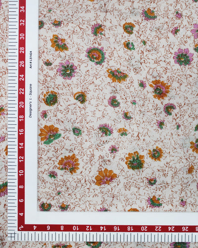 MULTICOLOR FLORAL DESIGN COTTON CREPE PRINTED FABRIC